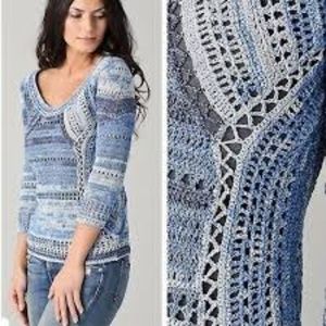 $395 Rag & Bone Jasmine Knit Sweater 3/4 Sleeve